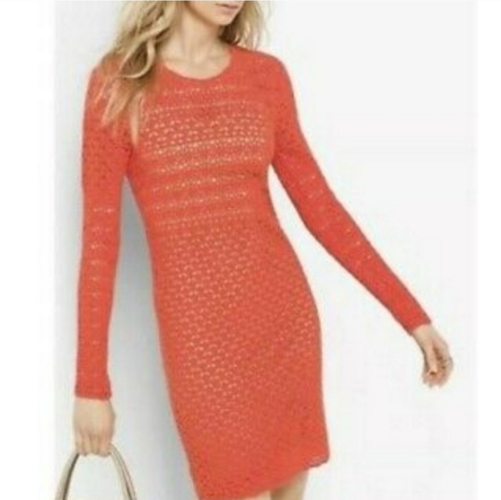 Michael Kors Coral Orange Crochet Dress Size L